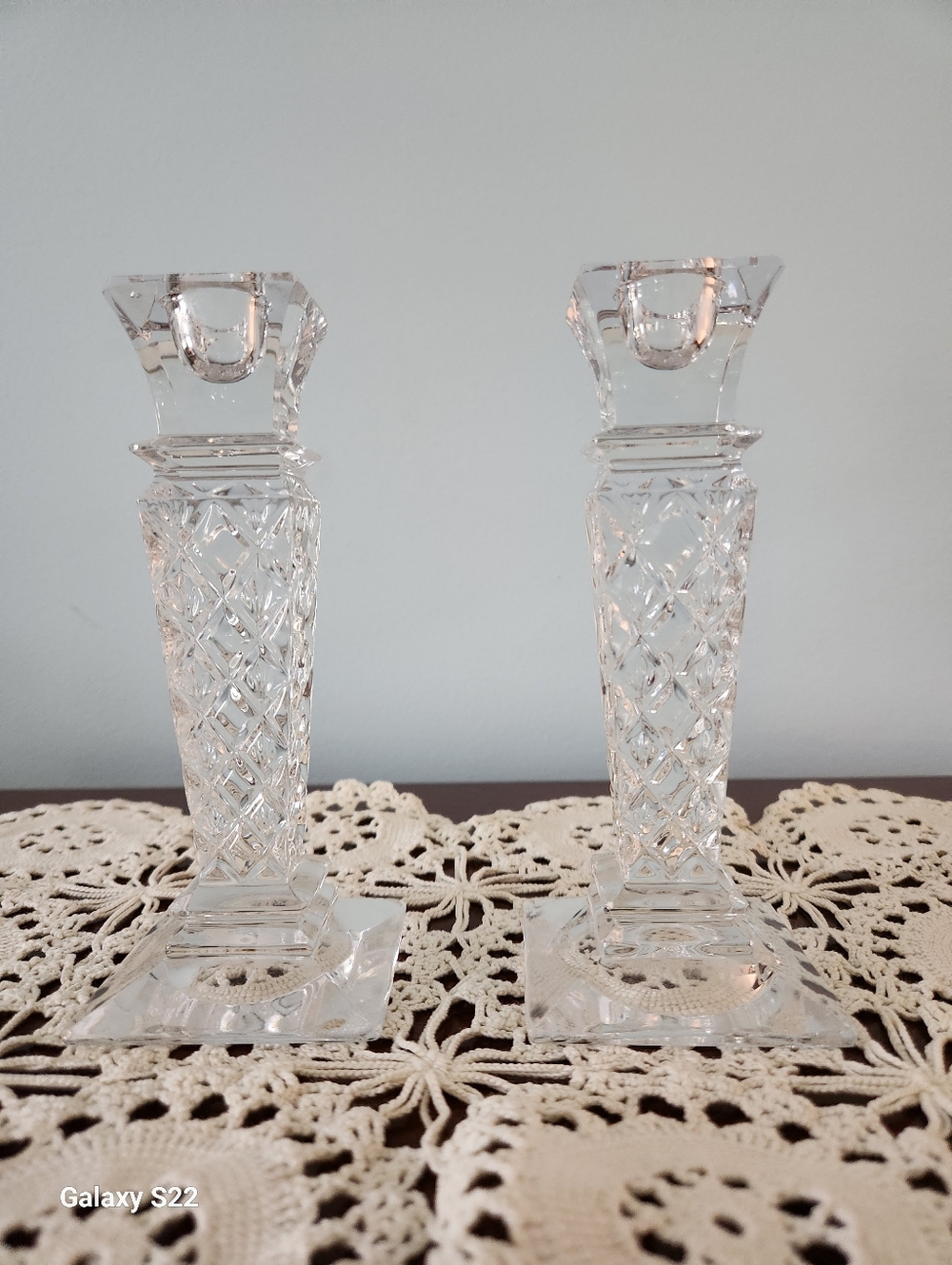 Pair Of Vintage Imperial Estates Crystal Candle Holder